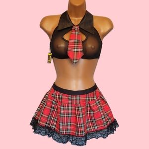 Miss Enigma Plaid Top and Skirt (Medium)